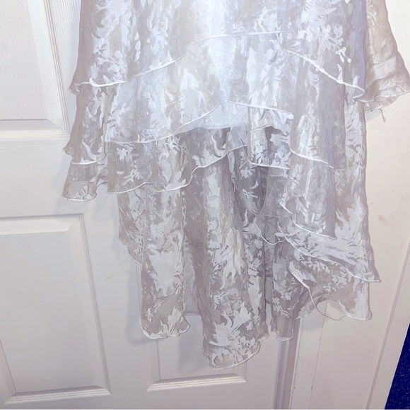 Silk Satin floral dress High Low White - Picture 2 of 6